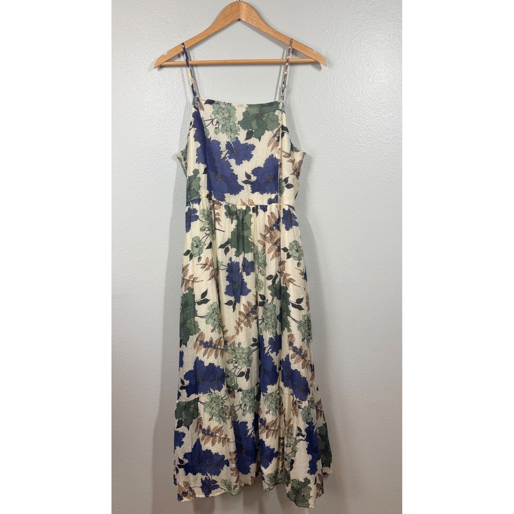 Hayden Los Angeles Dress Women's L Floral Midi Maxi Spaghetti Strap Smocking